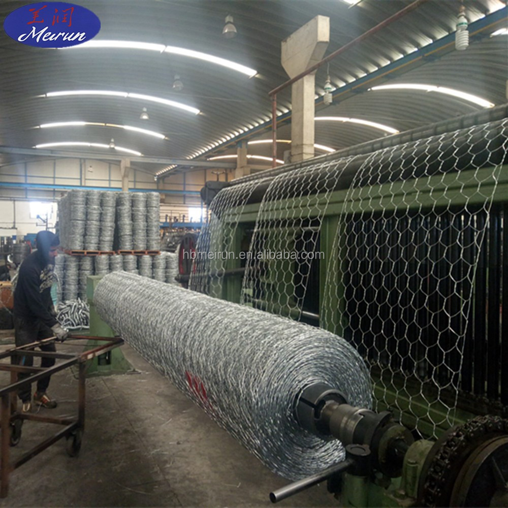Hebei Meirun Hot Sales PVC Wire Gabion Mesh Making Machine Gabion Cage Machine Hexagonal Mesh Machine